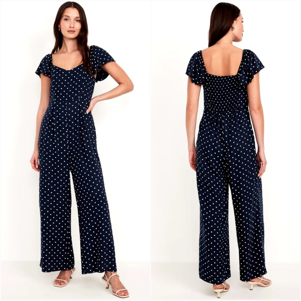 Old Navy Dark Blue Jumpsuit with White Dots